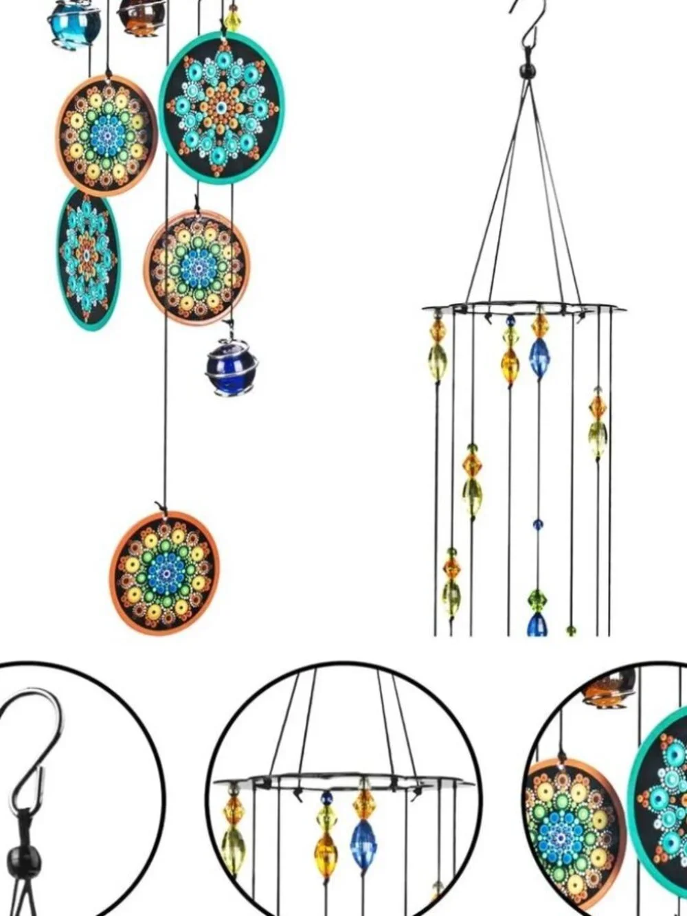 Chakra Crystal Metal Wind Chimes Window Garden Hanging Windchimes Boho Mandala